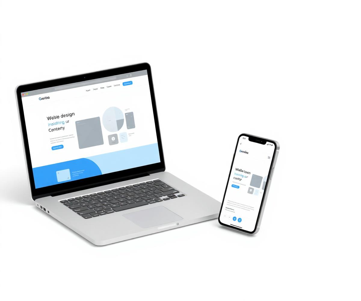 Website design mockup on laptop and phone